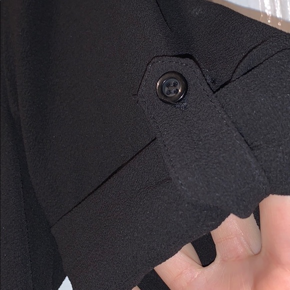 High-low, 3/4 sleeve, black blouse with zipper - Picture 5 of 5